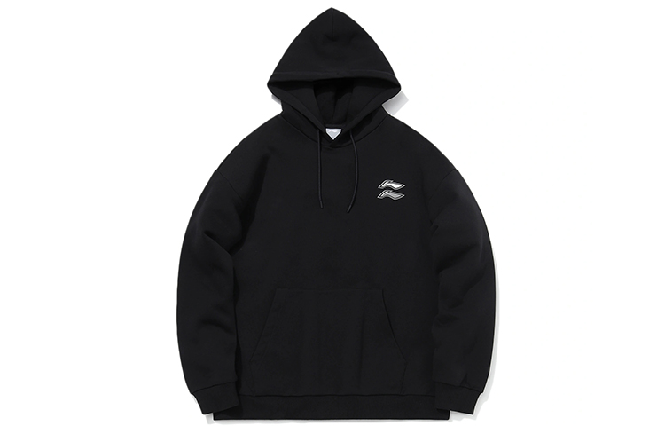 Li-Ning Sports Fashion Oversized Black Hoodie Unisex Long-Sleeve Pullover AWDQB38-10