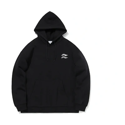 Li-Ning Sports Fashion Oversized Black Hoodie Unisex Long-Sleeve Pullover AWDQB38-10