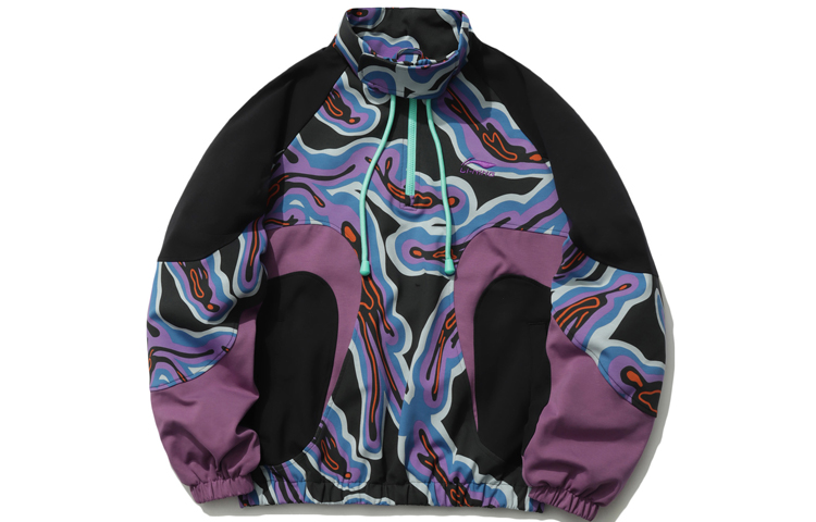 Li-Ning Sports Fashion Patchwork Half-Zip Pullover Sweatshirt Men Multicolor AWDR209-2