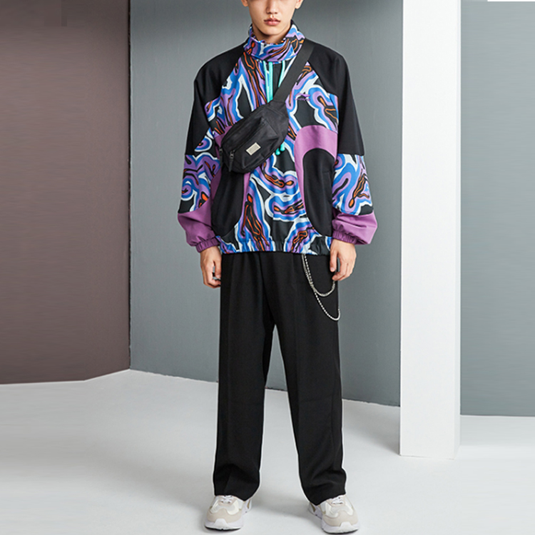 Shop Li-Ning Sports Fashion Patchwork Half-Zip Pullover Sweatshirt Men Multicolor AWDR209-2