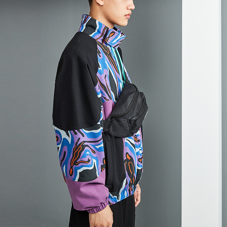 Sizing Li-Ning Sports Fashion Patchwork Half-Zip Pullover Sweatshirt Men Multicolor AWDR209-2