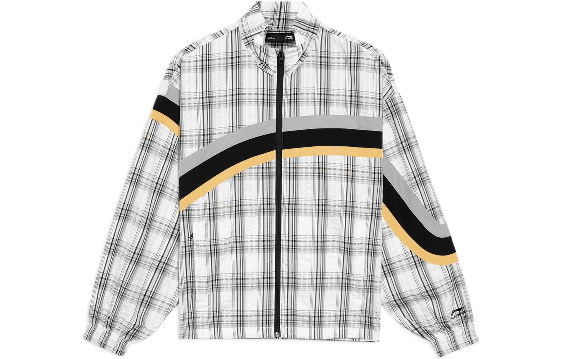 Li-Ning Sports Fashion Plaid Zip-Up Jacket White - AJDS289-1