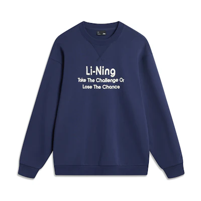 Li-Ning Sports Fashion Pullover Crewneck Sweatshirt Navy Blue Unisex AWDU799-7