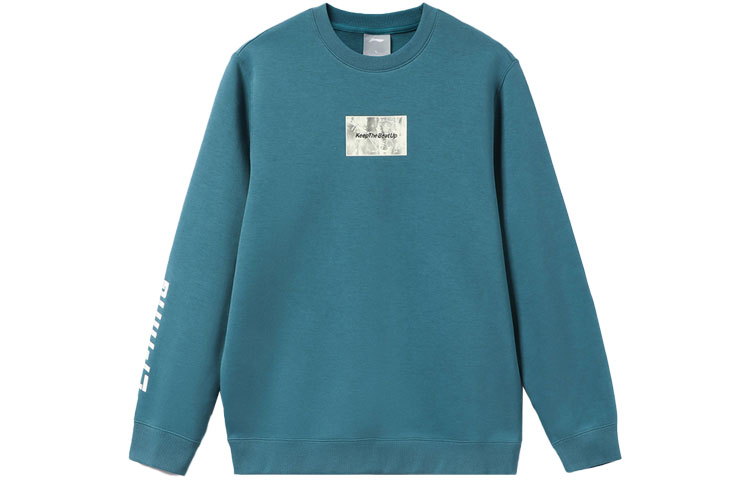 Li-Ning Sports Fashion Pullover Sweatshirt Blue Green AWDR945-2