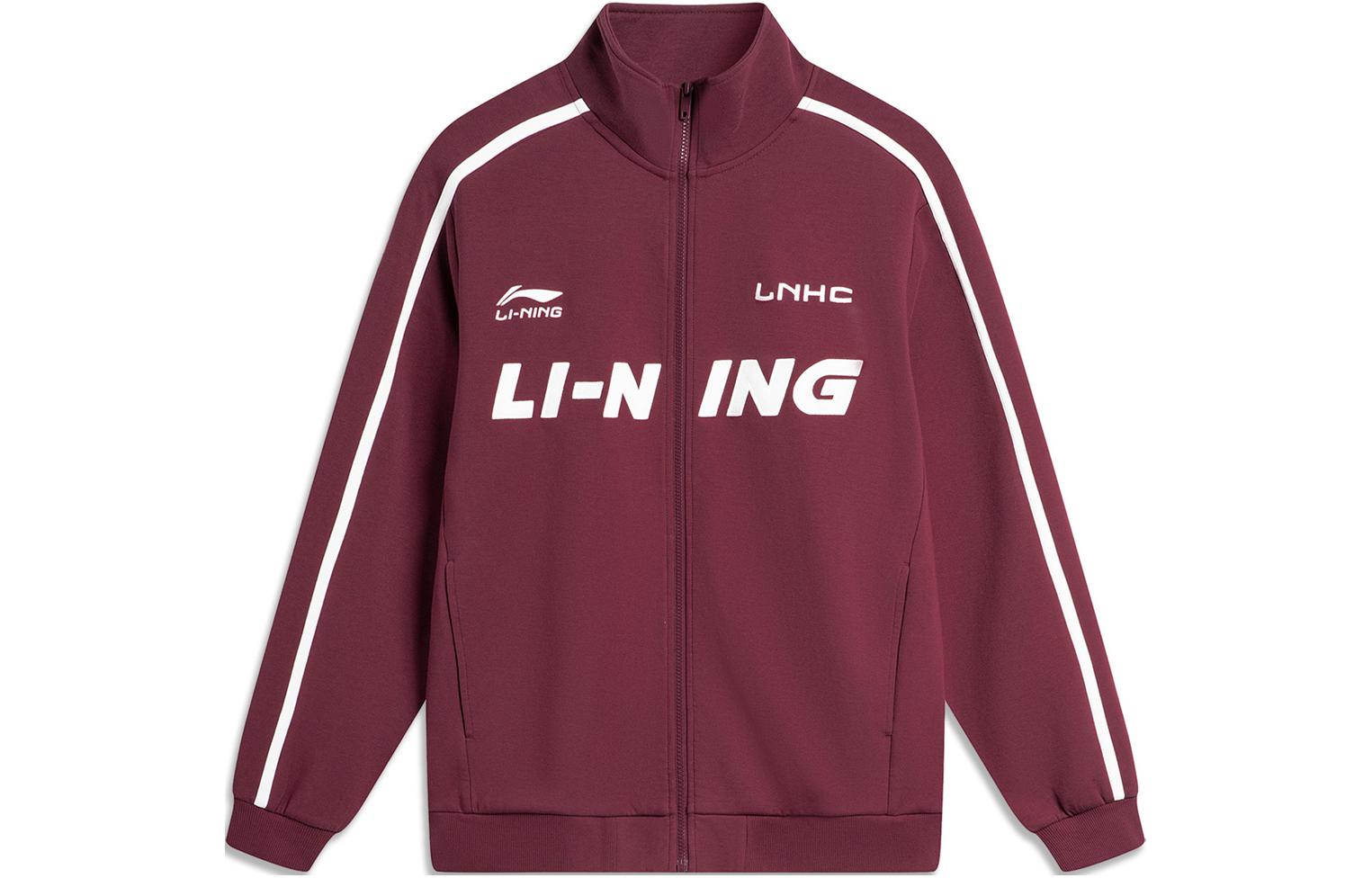 Li-Ning Sports Fashion Retro Letter Print Loose Fit Jacket Red Unisex AWDU775-3
