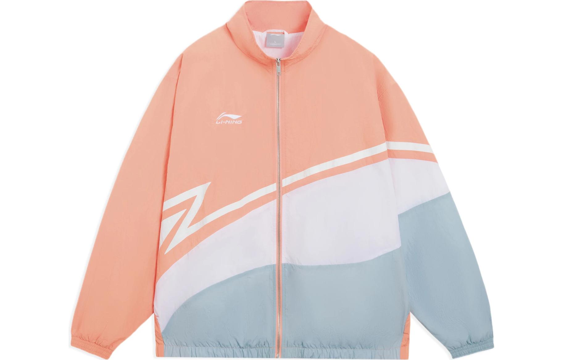 Li-Ning Sports Fashion Series Colorblock Logo Loose Jacket Unisex - Sunset Orange AJDQ036-10