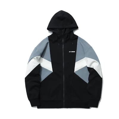 Li-Ning Sports Fashion Series Colorblock Loose Hoodie Jacket Unisex Black AWDR370-4