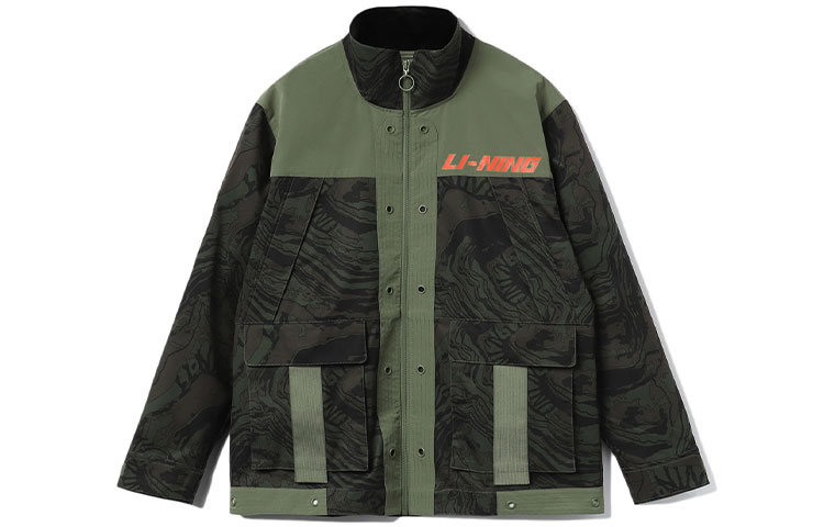 Li-Ning Sports Fashion Series Logo Print Patchwork Loose Jacket AFDR403-1