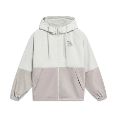 Li-Ning Sports Fashion Series Unisex Colorblock Zip Hoodie Jacket Silver Birch Gray AFDT523-2