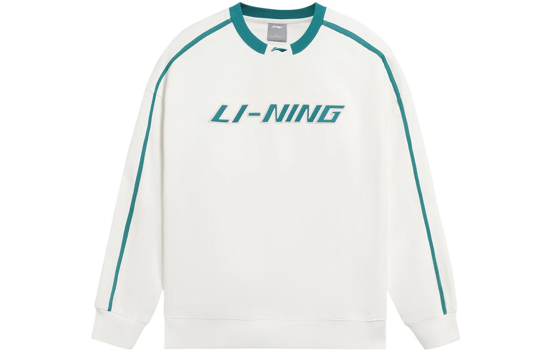 Li-Ning Sports Fashion Unisex Loose Fit Crewneck Pullover Sweatshirt - Off-White AWDRD50-6