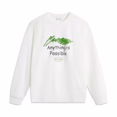 Li-Ning Sports Fashion Unisex Oversized Crewneck Sweatshirt Cream White AWDUE93-2