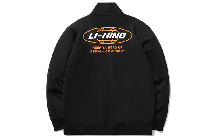 Li-Ning Sports Fashion Zip-Up Jacket Black Long Sleeve High Collar AWDR583-2