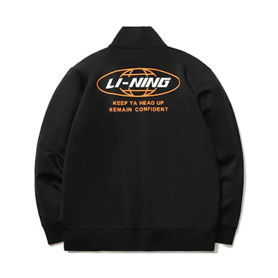 Li-Ning Sports Fashion Zip-Up Jacket Black Long Sleeve High Collar AWDR583-2