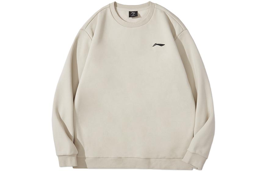 Li-Ning Sports FW23 Logo Pullover Fleece Sweatshirt Men’s Khaki AWDTD83-3