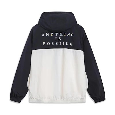 Li-Ning Sports Hoodie Jacket Black/White with Back Letter Print Design AFDT379-7