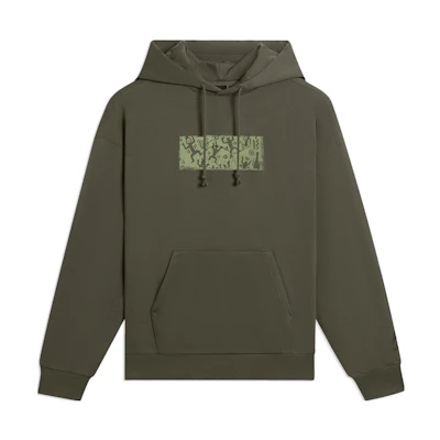 Li-Ning Sports Hoodie Loose Fit Fleece Pullover Unisex - Dark Olive Green AWDSB43-2