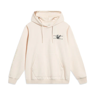 Li-Ning Sports Hoodie Swans White with Letter Print Design AWDT393-1