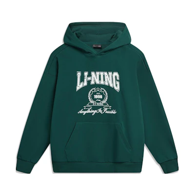 Li-Ning Sports Hoodie Unisex with Letter Logo Print in Pine Green AWDTB43-2