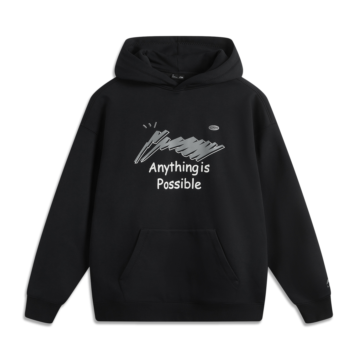 Li-Ning Sports Life Far-Infrared Antistatic Antibacterial Fleece Hoodie Black Unisex AWDUA07-1