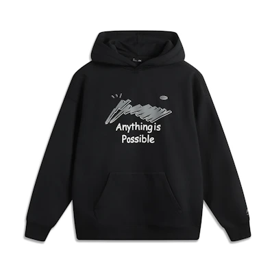 Li-Ning Sports Life Far-Infrared Antistatic Antibacterial Fleece Hoodie Black Unisex AWDUA07-1