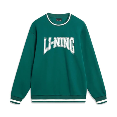Li-Ning Sports Life Fleece Pullover Sweatshirt Unisex Letter Print Dark Green AWDTB51-3
