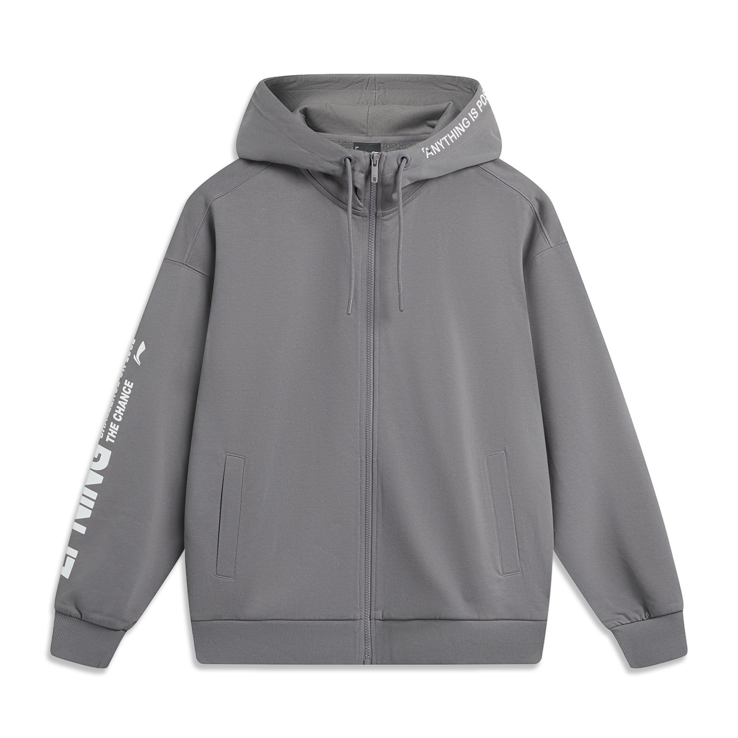 Li-Ning Sports Life Hoodie Zip-Up Jacket Unisex Smoke Gray with Letter Logo AWDTB39-3