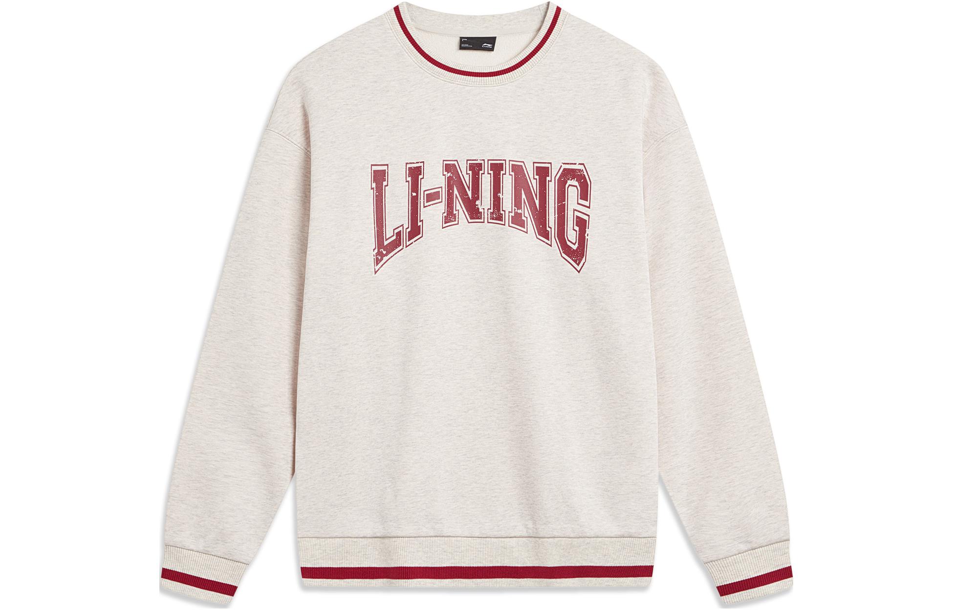 Li-Ning Sports Life Pullover Sweatshirt Unisex Grey with Letter Print AWDTB51-1
