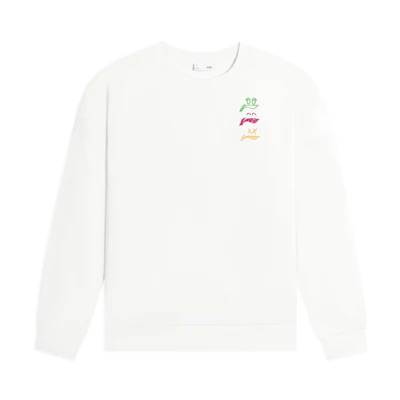 Li-Ning Sports Life Series Letter Print Long-Sleeve Sweatshirt Beige Unisex AWDSF71-1