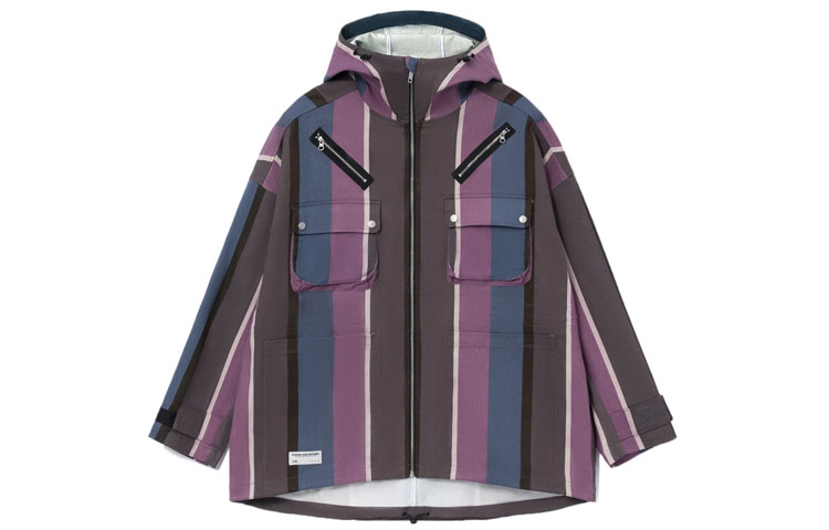 Li-Ning Sports Life Series Multi-Pocket Striped Hooded Jacket Purple Men’s AJDR525-2