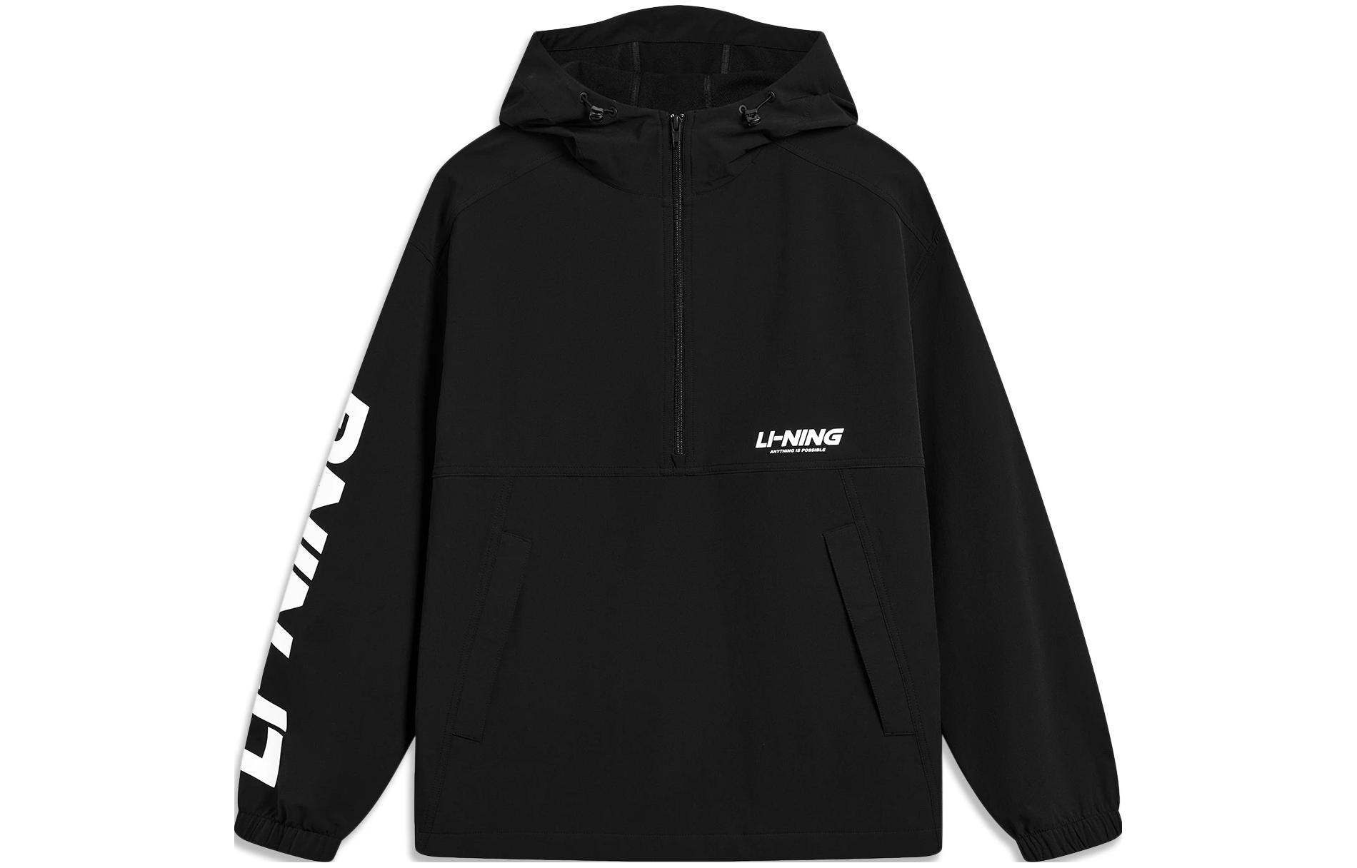 Li-Ning Sports Life Series Water-Resistant Letter Hoodie Jacket Unisex Black AJDT745-2