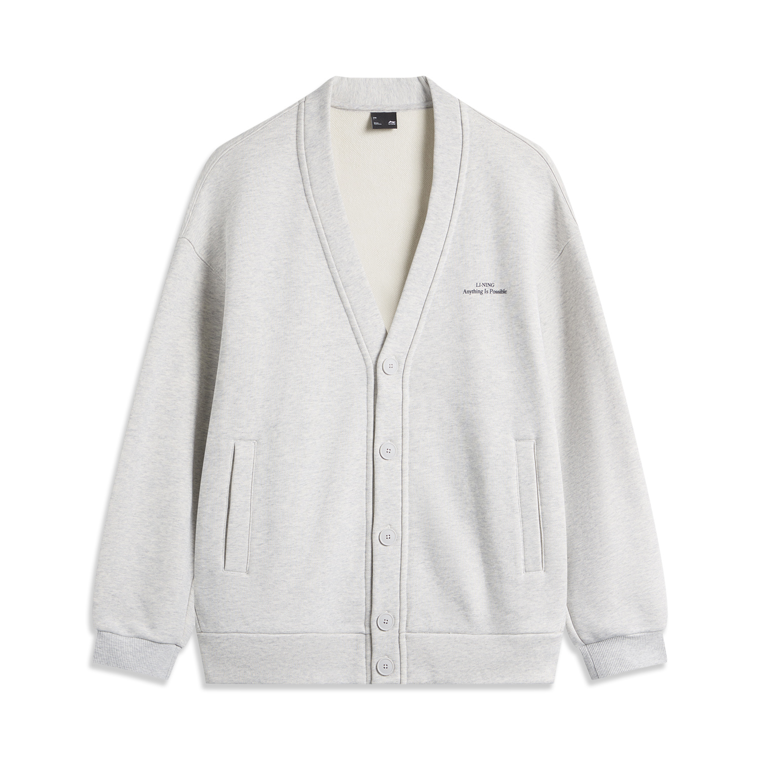 Li-Ning Sports Life V-Neck Button-Up Fleece Sweatshirt Unisex - Light Gray AWDUA15-3