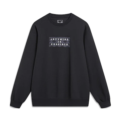 Li-Ning Sports Lifestyle Crewneck Pullover Sweatshirt Black AWDT387-3