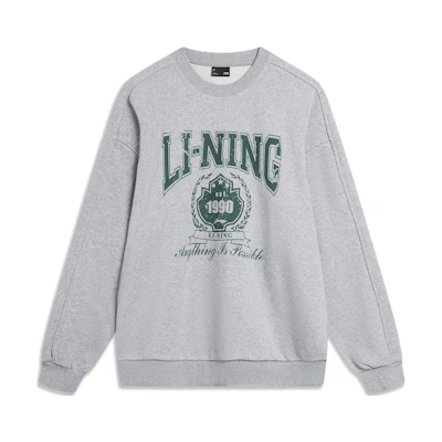 Li-Ning Sports Lifestyle Crewneck Sweatshirt Unisex Grey with Letter and Number Print AWDTB59-8
