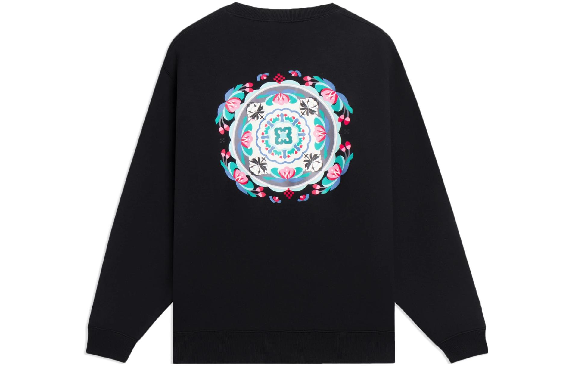 Li-Ning Sports Lifestyle Embroidered Logo Pullover Sweatshirt Black Unisex AWDSF47-1