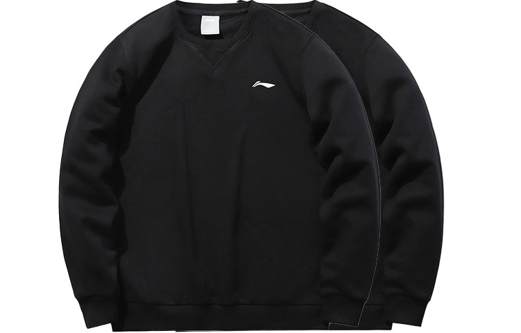 Li-Ning Sports Lifestyle Fleece Crewneck Sweatshirt Unisex 2-Pack Black Couple Style AWDPD19-12-2-PACK