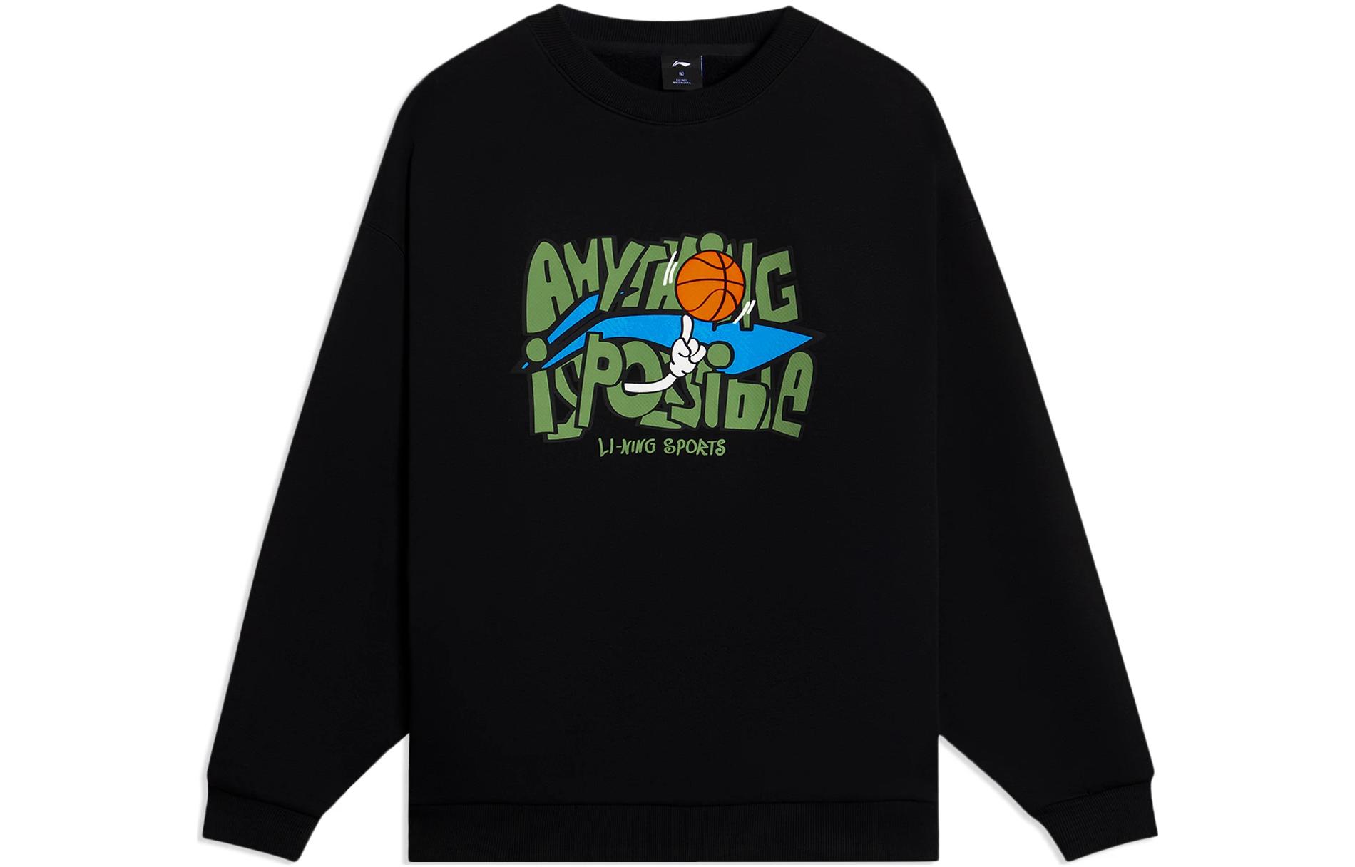 Li-Ning Sports Lifestyle Fleece Crewneck Sweatshirt Unisex Black AWDSG95-2