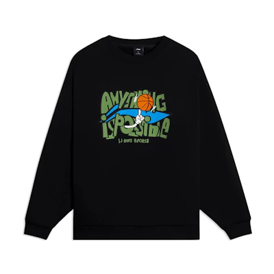 Li-Ning Sports Lifestyle Fleece Crewneck Sweatshirt Unisex Black AWDSG95-2