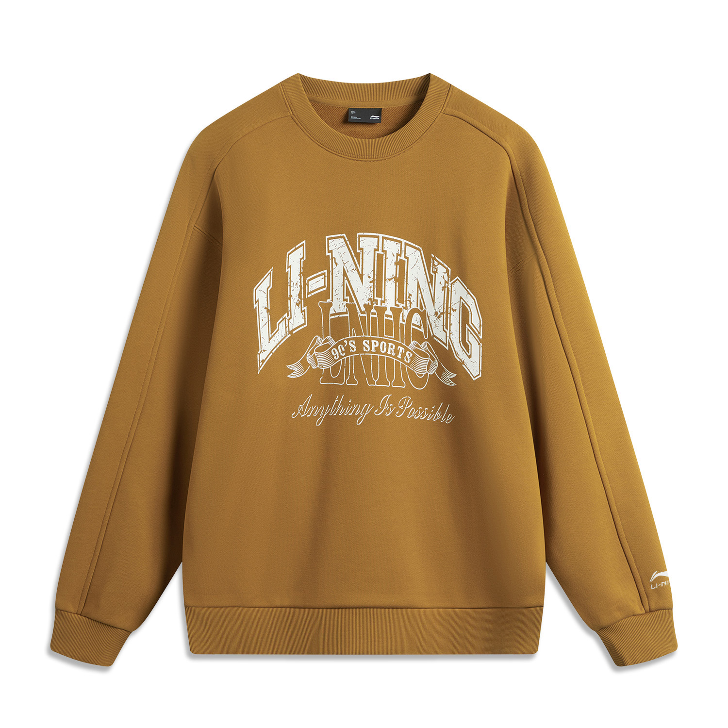 Li-Ning Sports Lifestyle Fleece Crewneck Sweatshirt Unisex - Golden Brown AWDU979-6