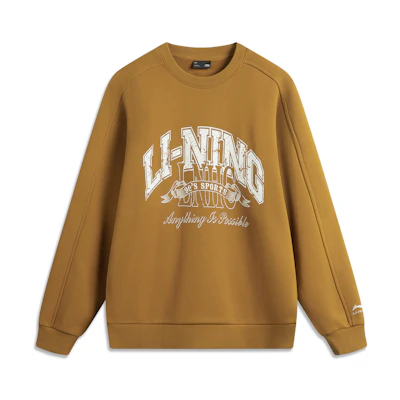 Li-Ning Sports Lifestyle Fleece Crewneck Sweatshirt Unisex - Golden Brown AWDU979-6