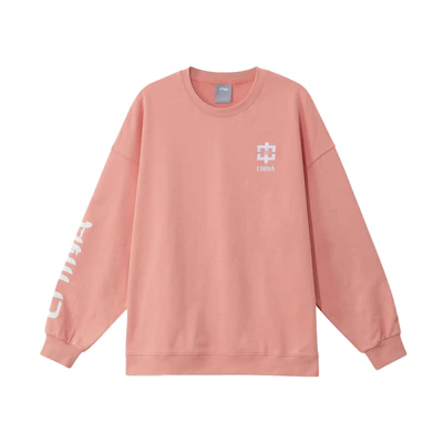 Li-Ning Sports Lifestyle Graphic Sweatshirt Orange Pink Unisex Couple Style AWDRB78-4