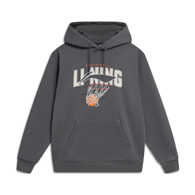 Li-Ning Sports Lifestyle Hoodie Black Pine Gray Fleece Pullover AWDTE39-3