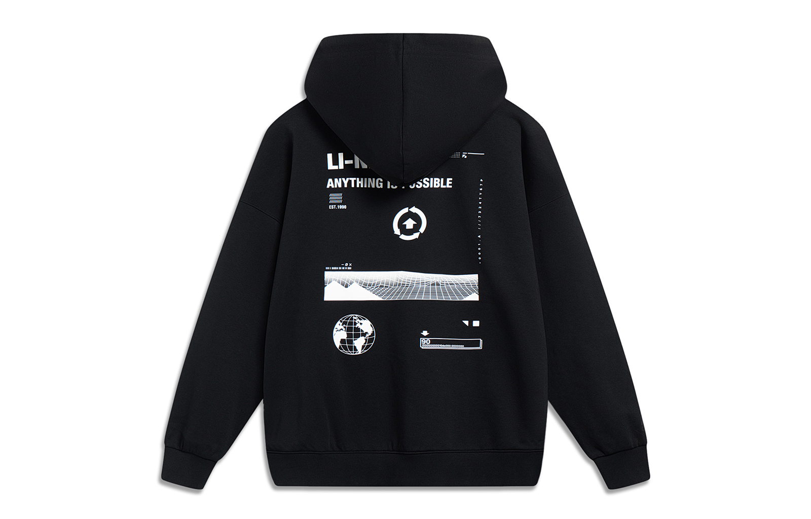 Li-Ning Sports Lifestyle Hoodie Black Unisex Casual Solid Color Sweatshirt AWDT599-1