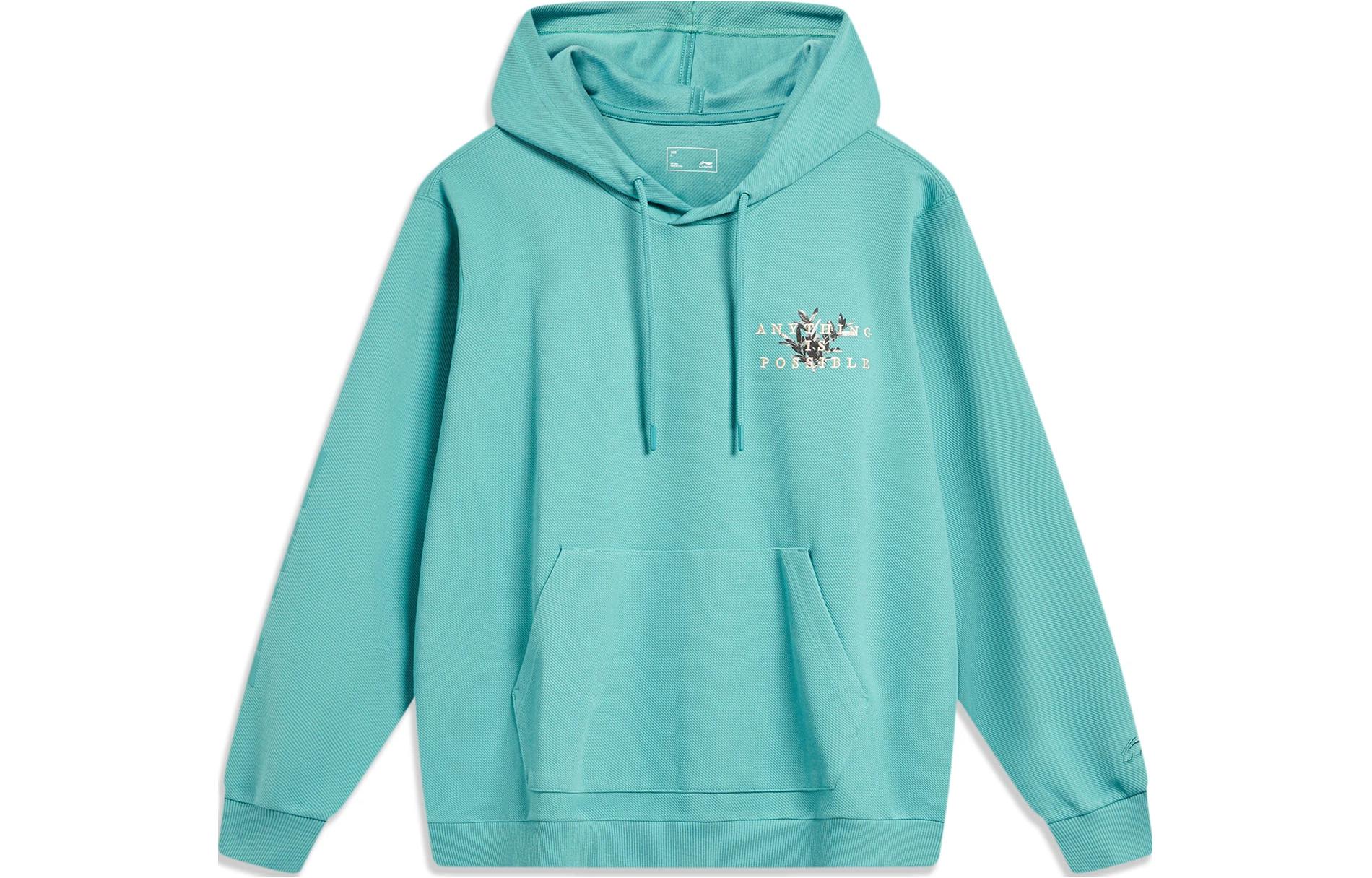 Li-Ning Sports Lifestyle Hoodie Green Unisex Alphabet Print Loose Fit Pullover AWDT393-2