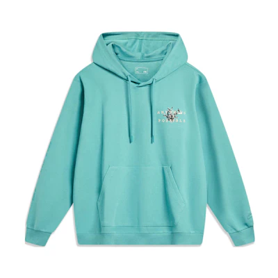 Li-Ning Sports Lifestyle Hoodie Green Unisex Alphabet Print Loose Fit Pullover AWDT393-2