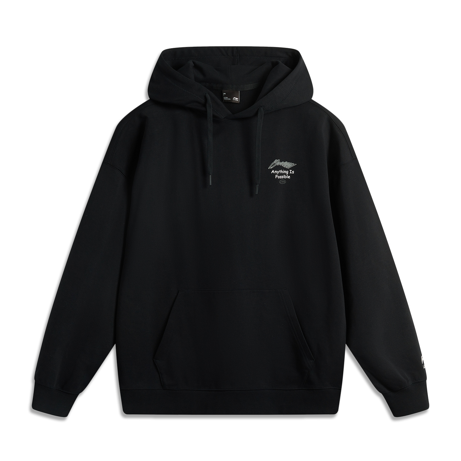 Li-Ning Sports Lifestyle Hoodie Retro Minimalist Black Unisex Casual Sweatshirt AWDUA39-1