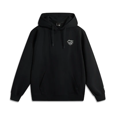 Li-Ning Sports Lifestyle Hoodie Retro Minimalist Black Unisex Casual Sweatshirt AWDUA39-1
