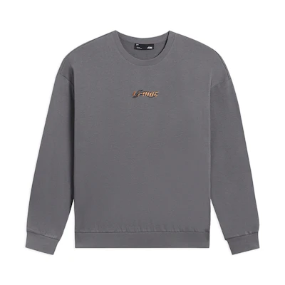 Li-Ning Sports Lifestyle Logo Embroidered Long-Sleeve Sweatshirt - Brown Unisex Pair AWDS587-4