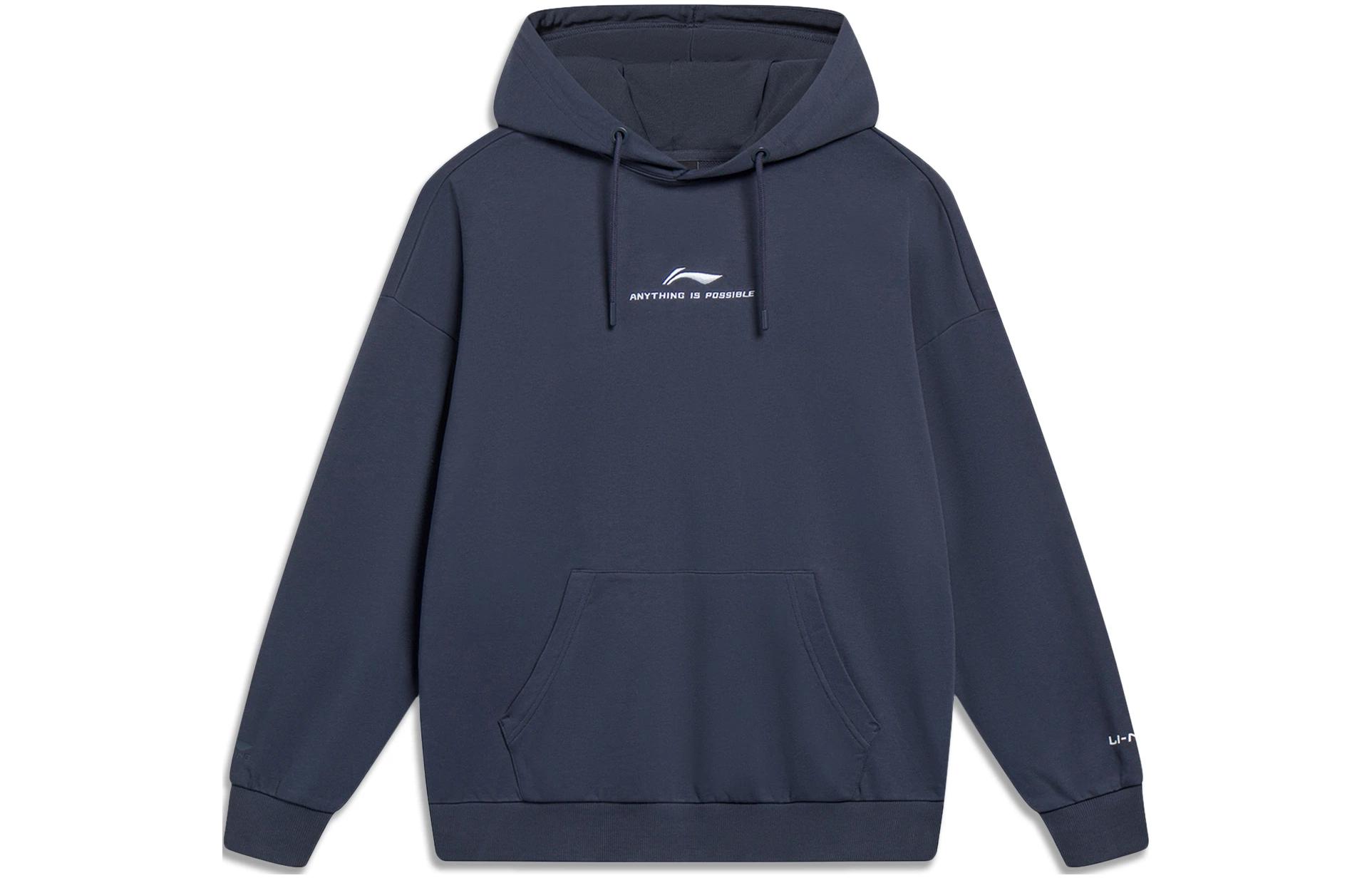 Li-Ning Sports Lifestyle Logo Hoodie Unisex - Ink Grey AWDT597-2