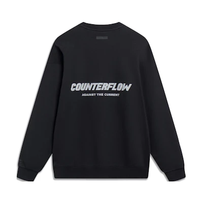 Li-Ning Sports Lifestyle Logo Print Crewneck Sweatshirt Unisex Black AWDT533-1