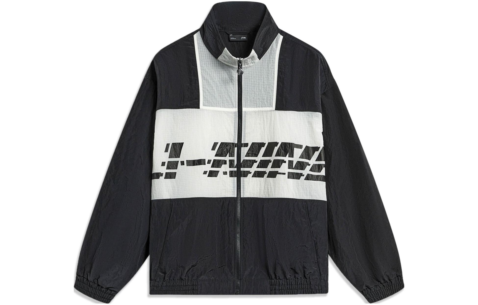 Li-Ning Sports Lifestyle Series Colorblock Letter Print Loose Jacket Black (Men) AJDT405-1